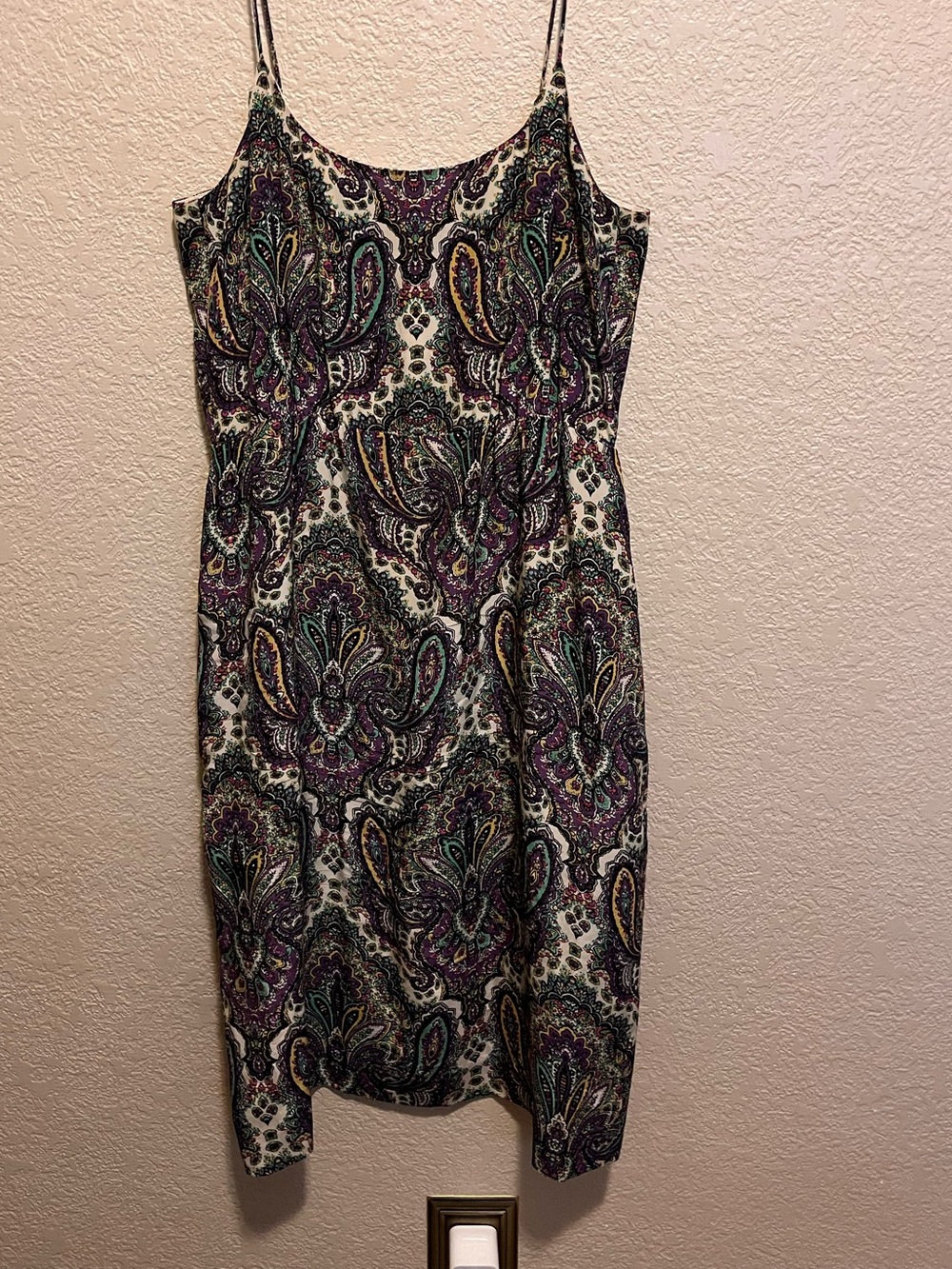 J Crew Silk Paisley Spaghetti-Strap Midi Dress in Multi-Color